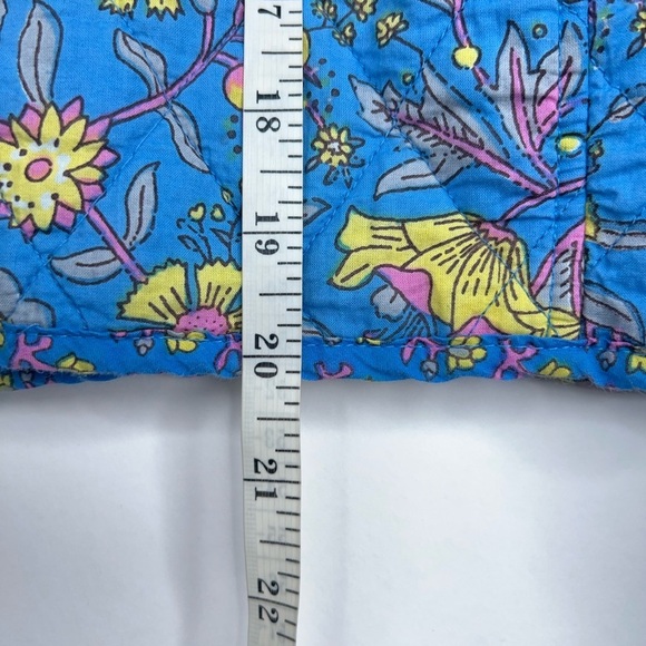 Anthropologie dRA Blue Yellow Quilted Floral Jacket Zip Front Block Print Small - Picture 12 of 12